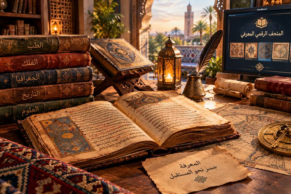 كتب تراثية قديمة ومخطوط مفتوح